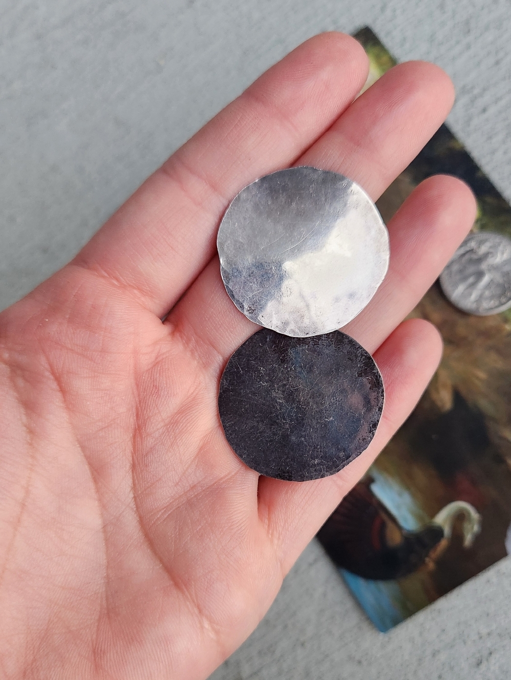 Mexican Silver Hammered Circle Earrings